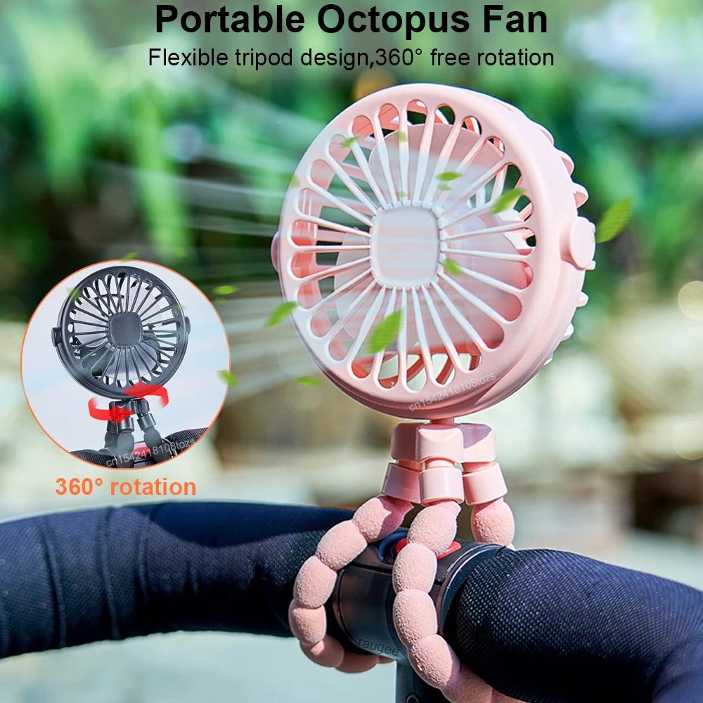 Portable Clip Fan Mini Stroller Fan USB Rechargeable Baby Stroller
