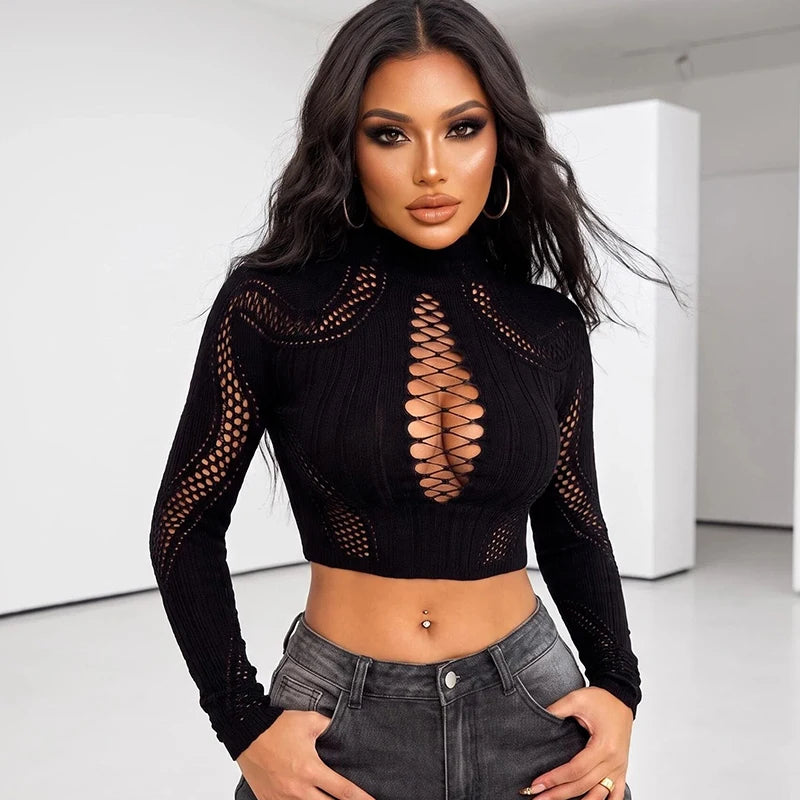 Hollow Out Fishnet Beach Cover Up Bodycon Dress, Sheer Mesh Festival