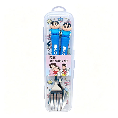 Anime Crayon Shin-Chan Fork And Spoon Set Cartoon Figure Durable