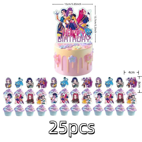 Anime Grils Lumi Mila Zoi Witch Hunter Cake Toppers Happy Birthday