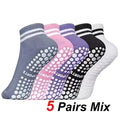 1/5 Pair Women's Silicone Anti Slip Pilates Yoga Socks Sweat Absorbing
