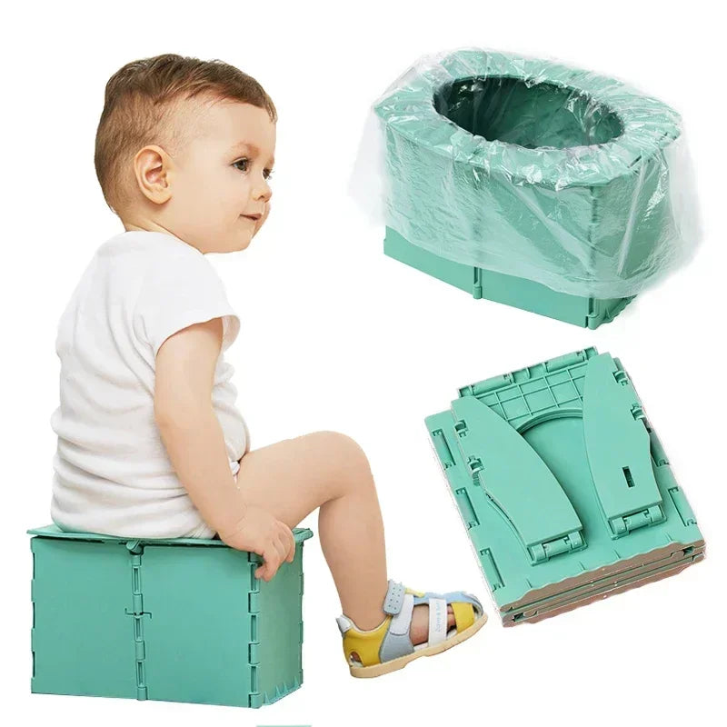 Kids Travel Potty with 1 Roll Bags Storage Bag Toddler Foldable