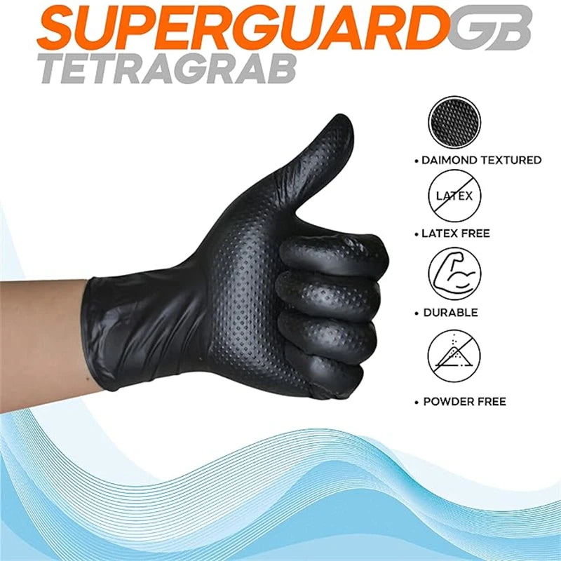 Industrial Black Nitrile Gloves 8mil Heavy Duty Disposable Gloves with