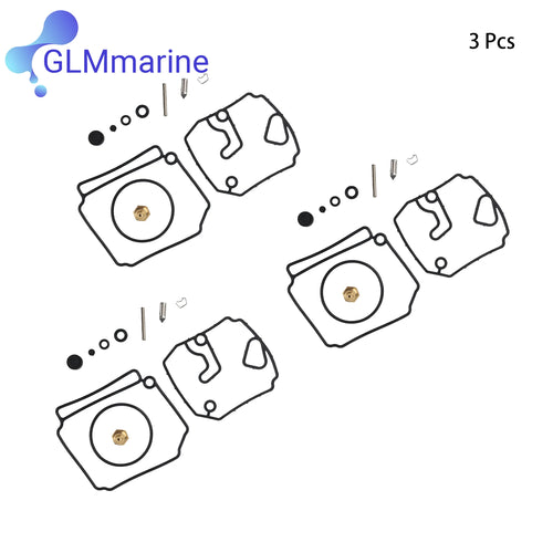 3 Pcs 6H1-W0093 Carburetor Repair Kit W/ Gasket for Yamaha 2 Stroke