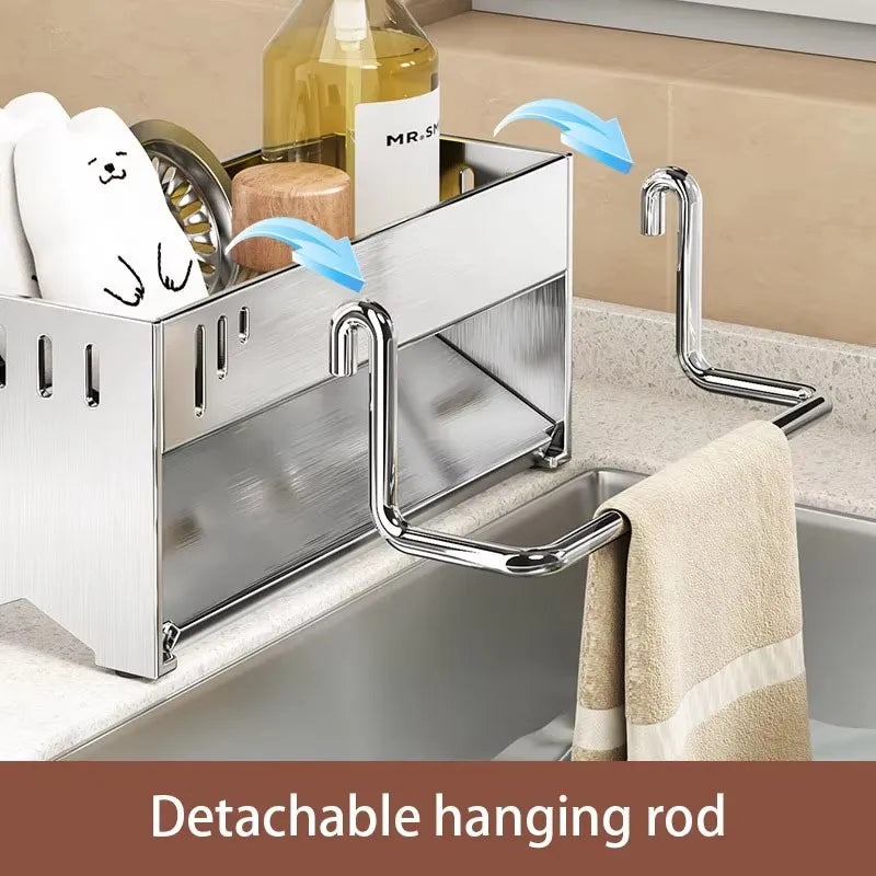 Kitchen Stainless Steel Sponge Rack Household Sink Rag Drain Shelf