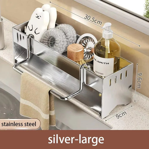 Kitchen Stainless Steel Sponge Rack Household Sink Rag Drain Shelf