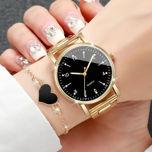 2/4PCS Fashion Arabic Dial Women Watches Simple Quaretz Wristwatch