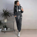 Winter Warm 2 Piece Set Women Fleece Tracksuit Heart Print Pullover