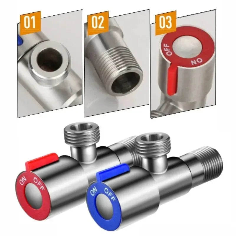 Stainless Steel Hot Cold Inlet Valve Toilet Filling Angle Valves Sink