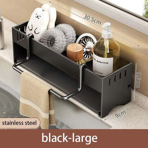 Kitchen Stainless Steel Sponge Rack Household Sink Rag Drain Shelf