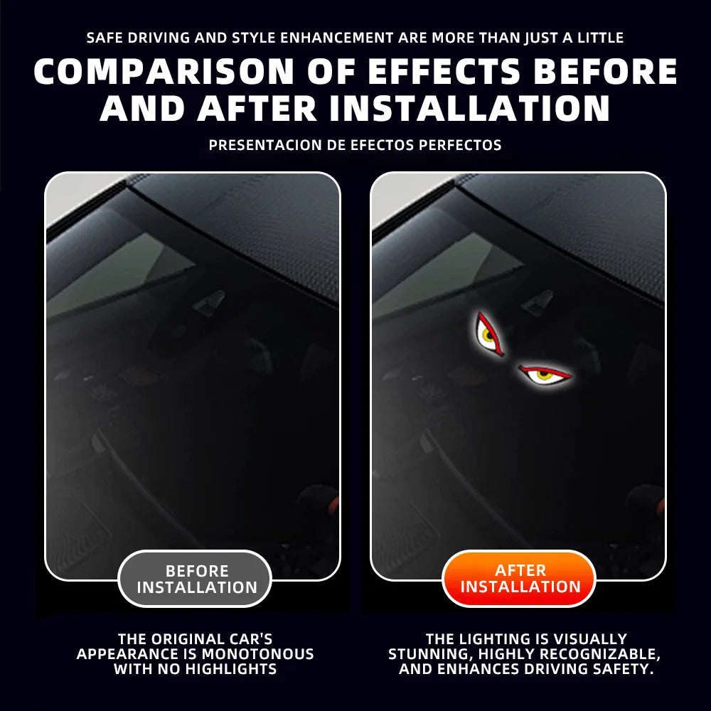 Solar Powered Car Neon Light Wireless Cool DEMON EYE Led Ambient Light