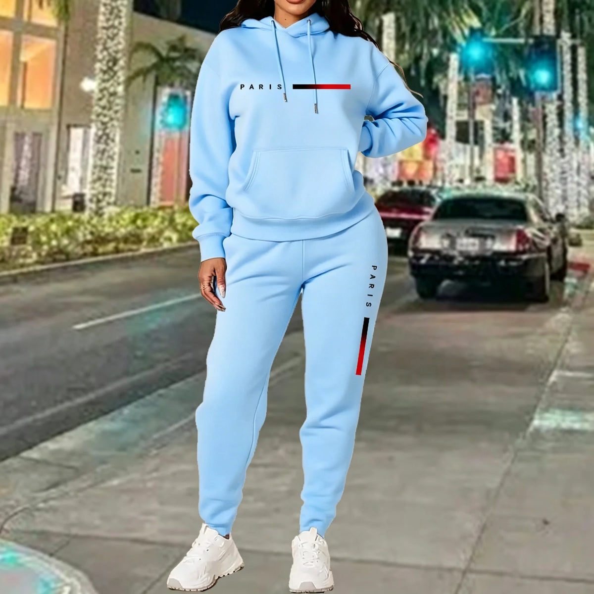 Hot Sales Women's Outfits Print Casual Hooded Sweatshirts 2 Pcs Suits