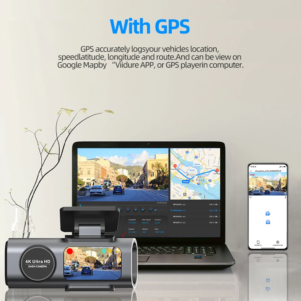 Dash Cam 4K UHD Recording Car Camera DVR Night Vision Video Recorder