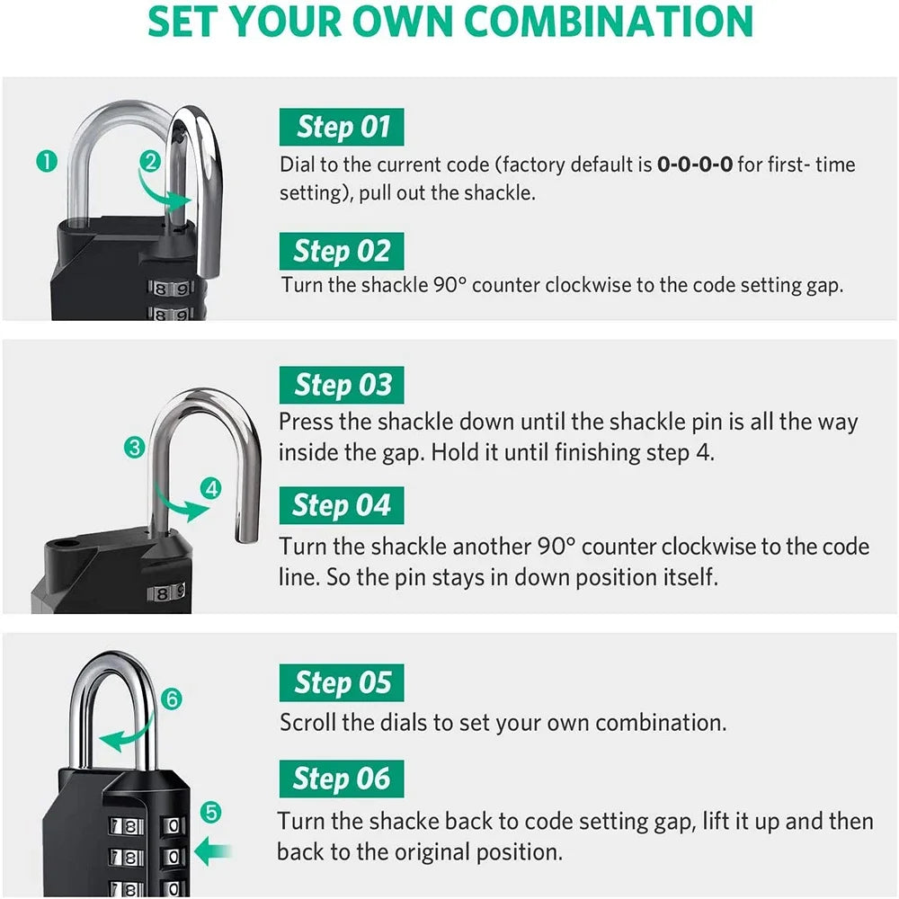 1pc Combination Lock Resettable 4 Digit Padlock with Combination