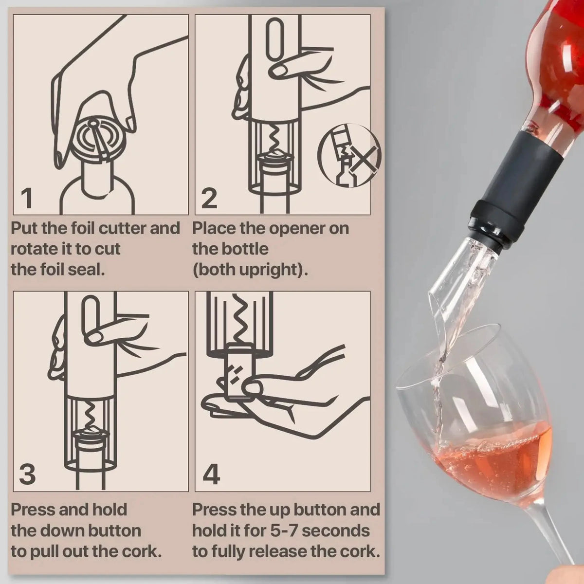 Electric Wine Bottle Opener Automatic Red Wine Corkscrew Rechargeable