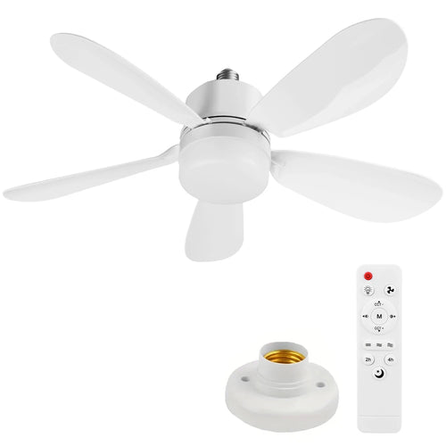 Socket Fan Light with Remote, Small Ceiling Fan with LED, E26/E27+B22