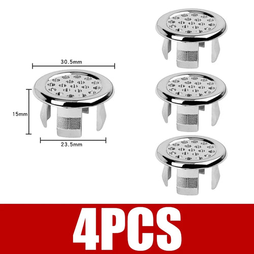 4PCS Plastic Bathroom Kitchen Basin Sink Overflow Cover Ring Insert