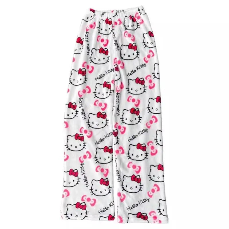 New Autumn Winter Flannel Popular Hello Kitty Pajama Pants Thickened