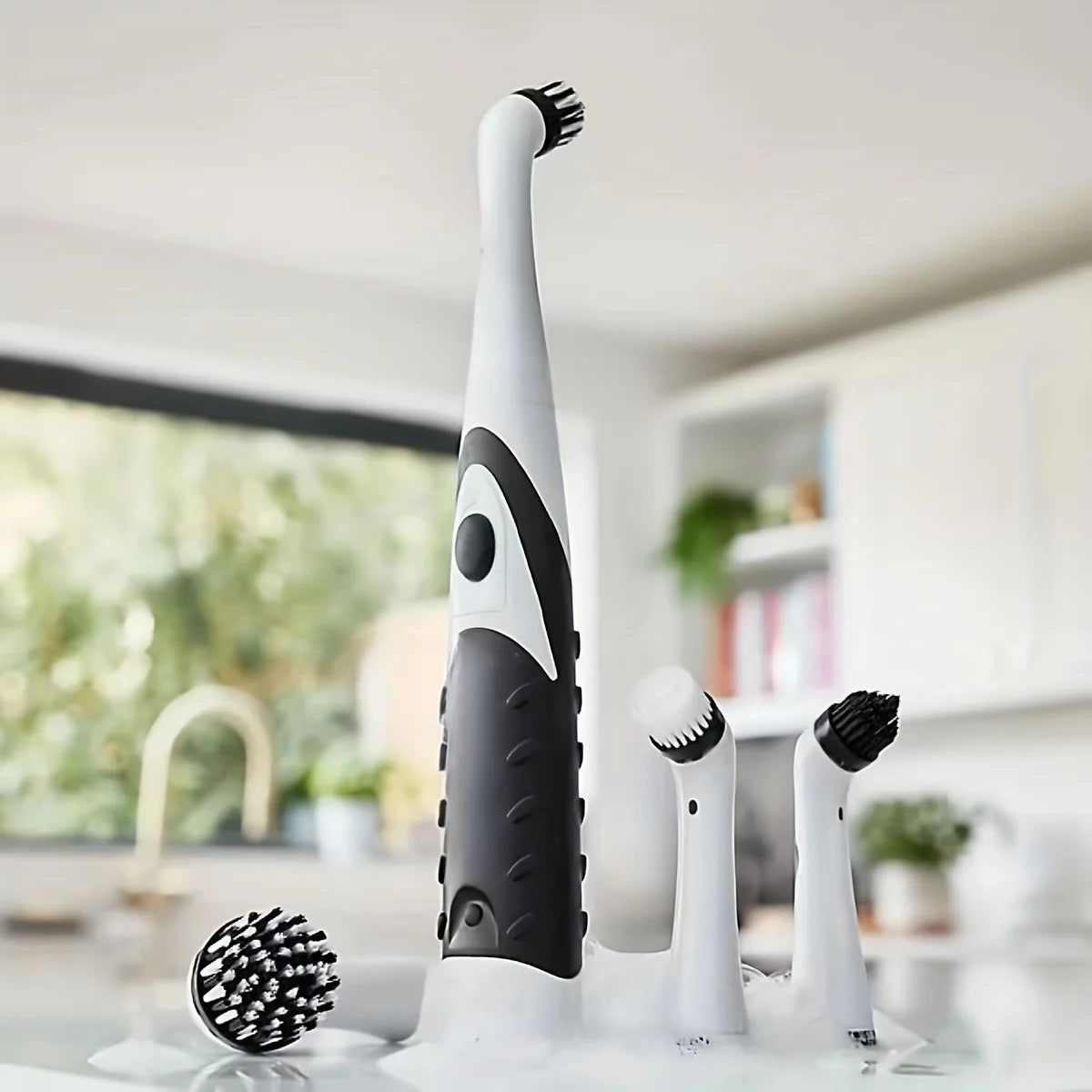Cleaning brush Sonic Scrubber, Cleaning Tool With 4 Brushes
