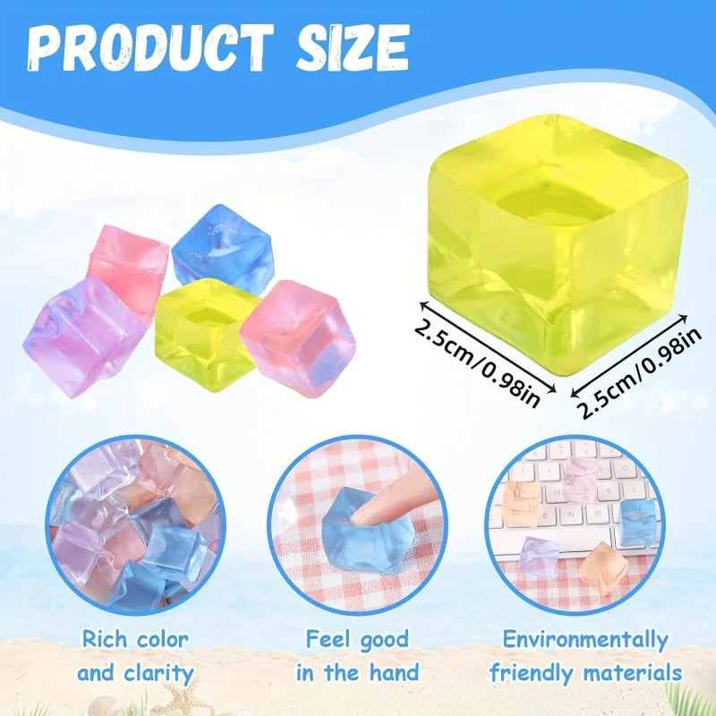 15Pcs Mini Ice Cube Squishy Toys Release Stress Transparent Small Ice