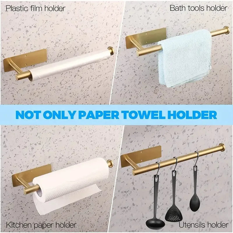 1PC Paper Towel Holder Under Cabinet Wall Mount Stainless Steel