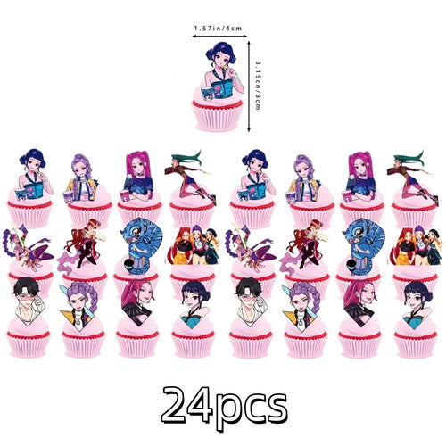 Anime Grils Lumi Mila Zoi Witch Hunter Cake Toppers Happy Birthday
