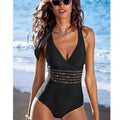 Woman Swimsuit Tankini Solid Color Cross Back Swimwear V Neck Ruched