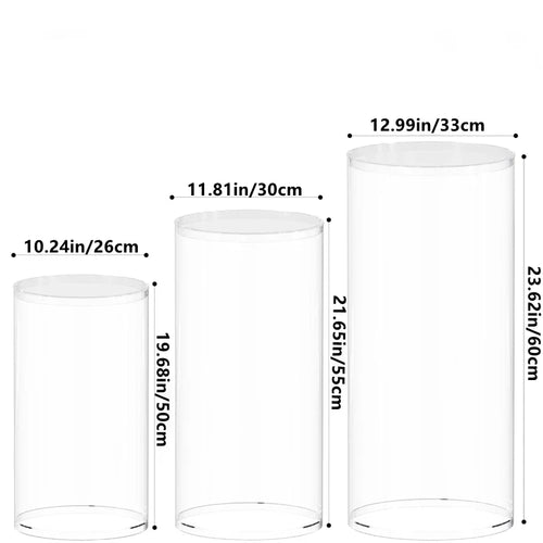 3/5Pcs White Cylinder Pedestal Stands, Round Plinth Pillars for