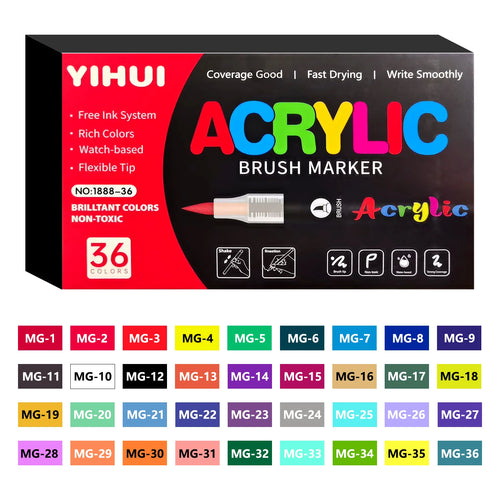 12/24/36/48/60 Colors Acrylic Paint Pens Markers Brush Tip Paint