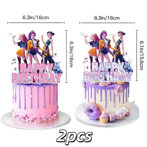 Anime Grils Lumi Mila Zoi Witch Hunter Cake Toppers Happy Birthday