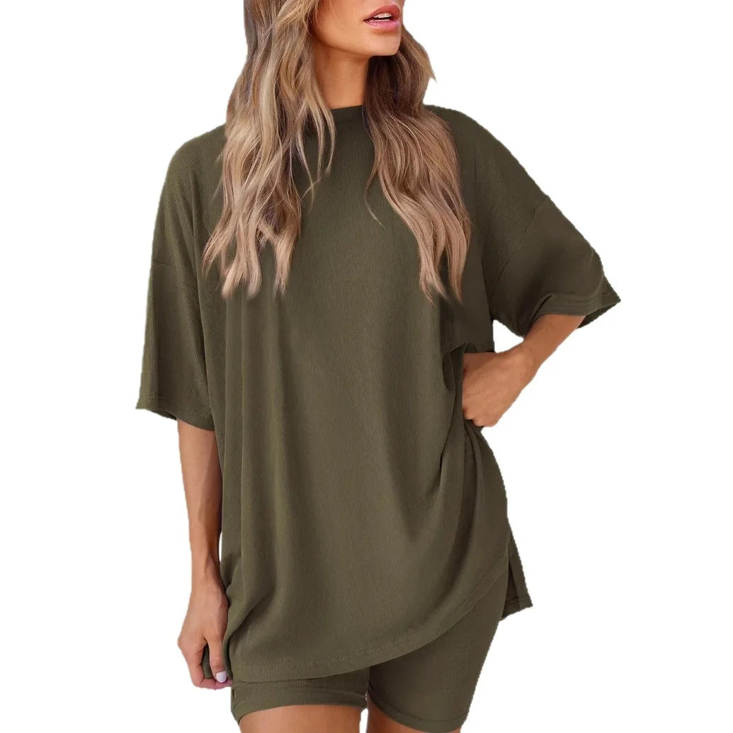 2026 Women's Oversized Two Piece Outfit Summer Casual Loose T Shirt