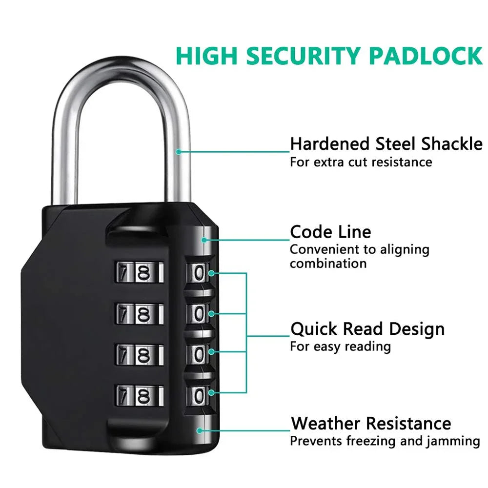 1pc Combination Lock Resettable 4 Digit Padlock with Combination