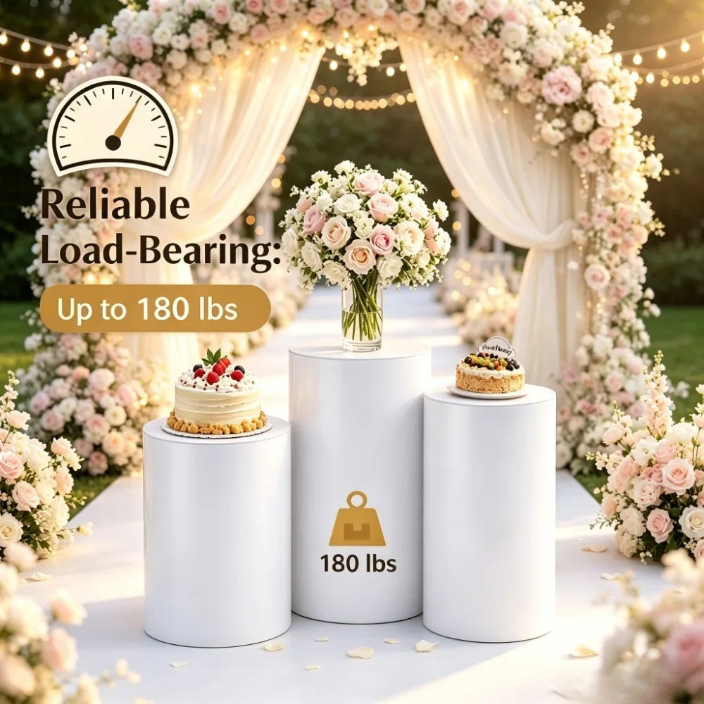 3/5Pcs White Cylinder Pedestal Stands, Round Plinth Pillars for