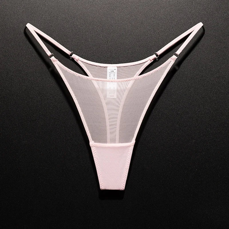 Mesh Women Briefs Seamless Thong Ultra-thin Sexy High Slit Underwear