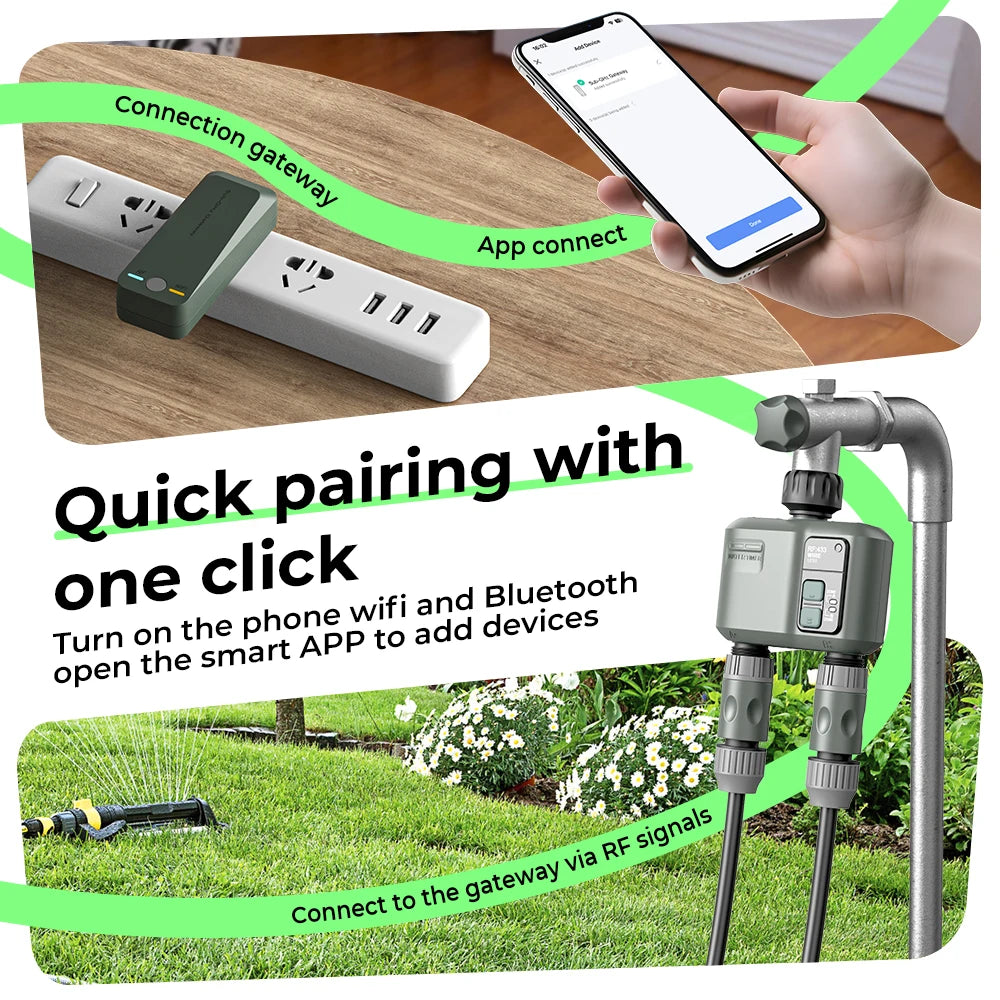 Tuya Wifi+RF433  2 Outlet Smart Garden Watering Timer Drip Irrigation