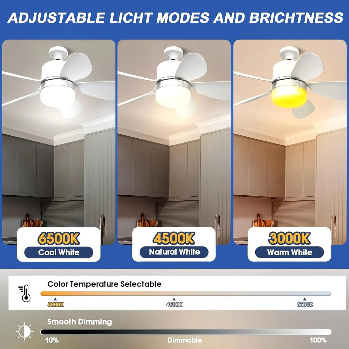 Socket Fan Light with Remote, Small Ceiling Fan with LED, E26/E27+B22