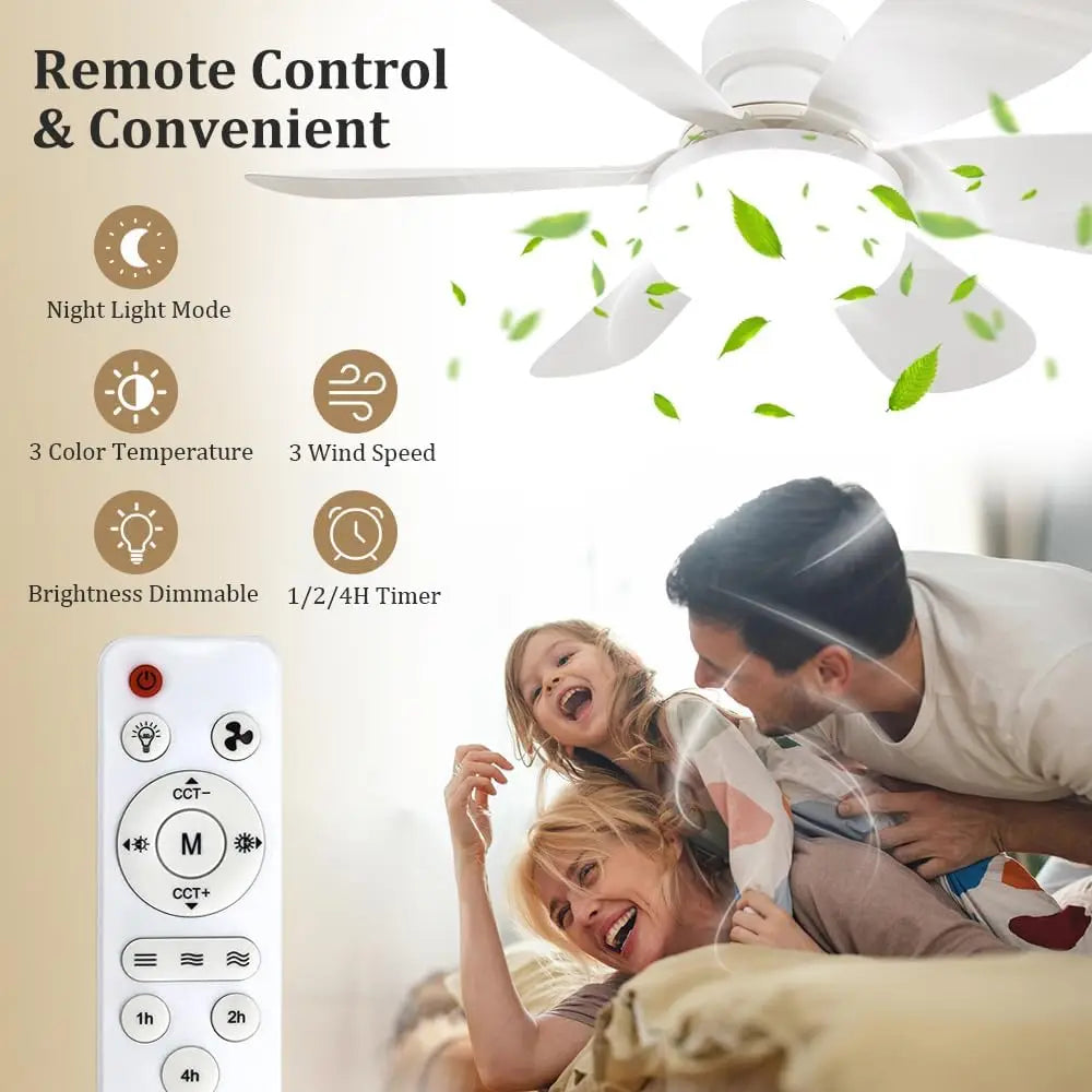Socket Fan Light with Remote, Small Ceiling Fan with LED, E26/E27+B22