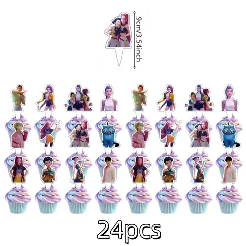 Anime Grils Lumi Mila Zoi Witch Hunter Cake Toppers Happy Birthday