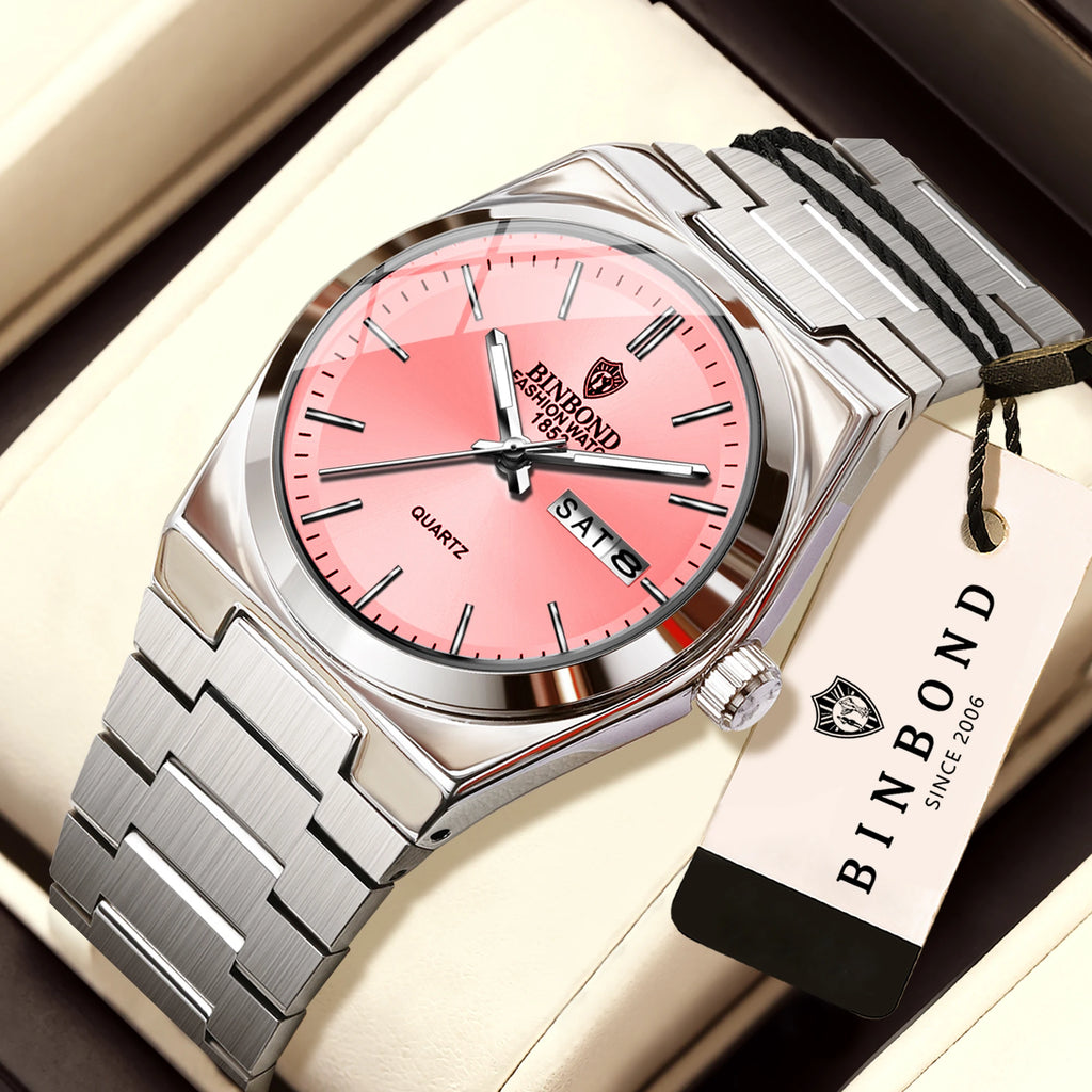 BINBOND Quartz Watches For Women Luxury Luminous Waterproof Auto Date