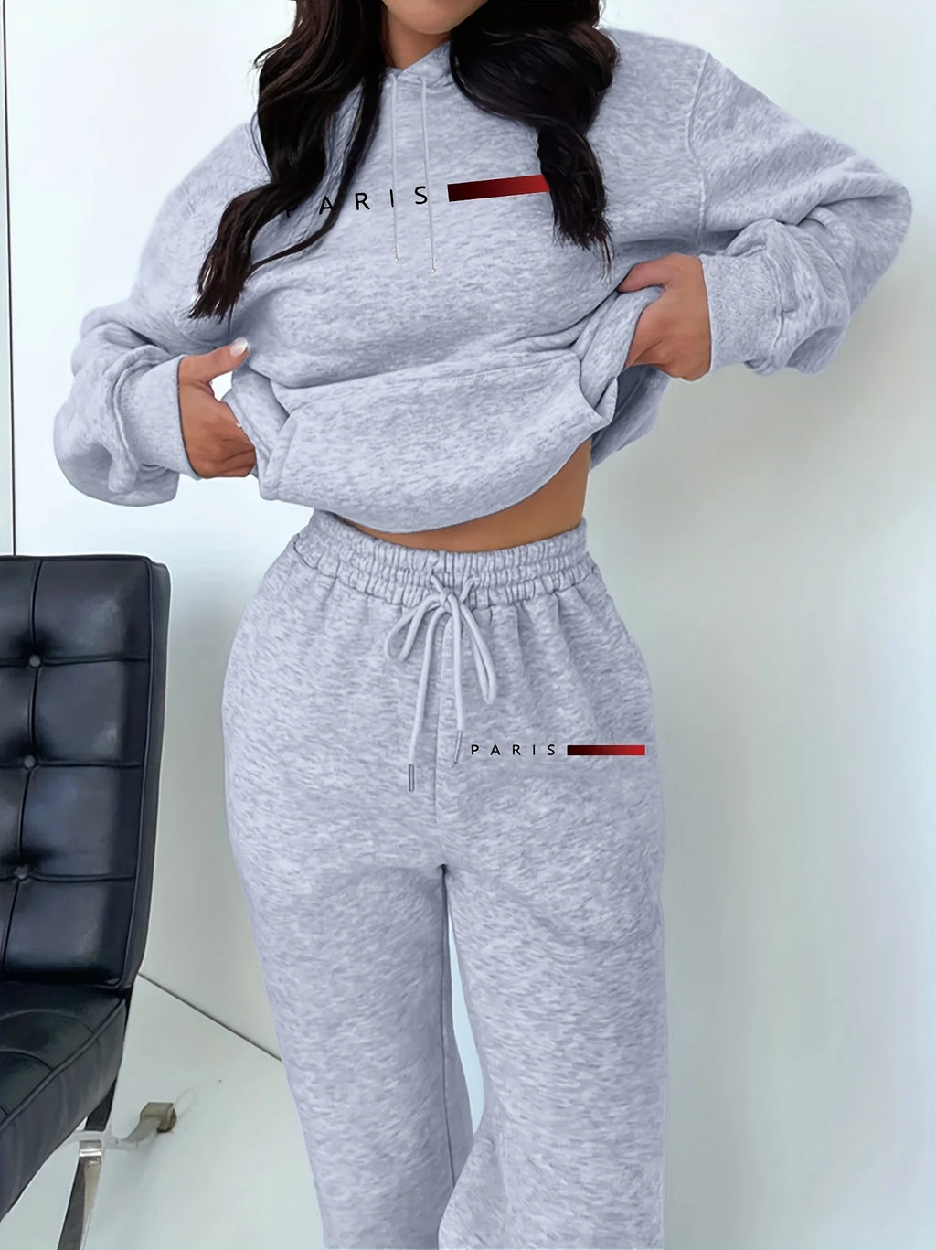 New Women's Sets Hoodie and Pants PARIS Letter Print High Quality