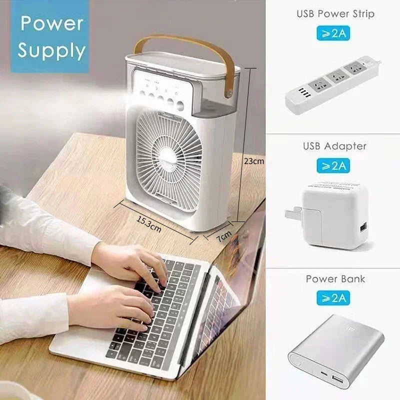 New 3 In 1 Fan AIr Conditioner Household Small Air Cooler LED Night