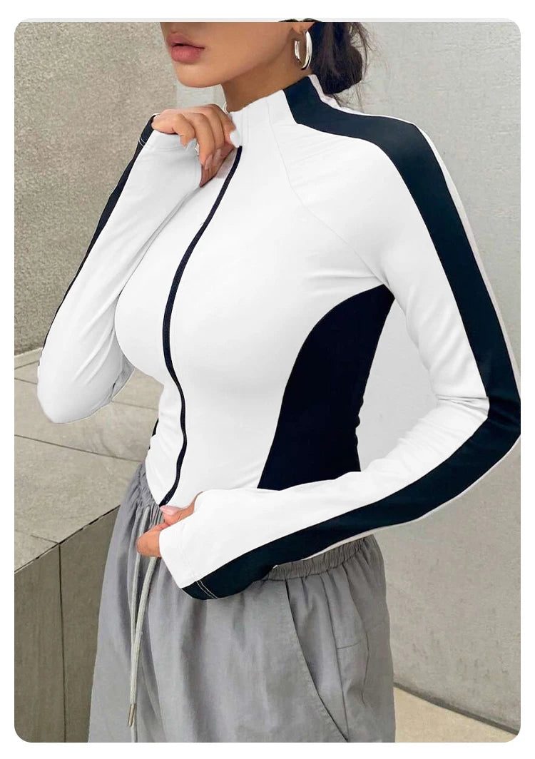 Yoga Clothes Stand Up Collar Jacket Outdoor Sports Long Sleeved Women