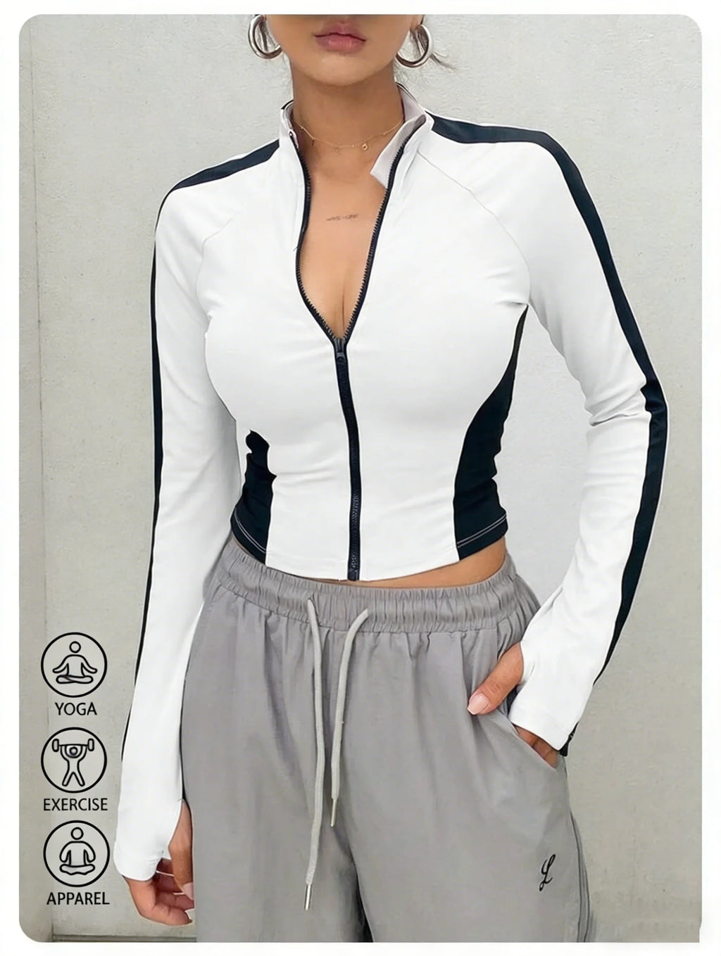 Yoga Clothes Stand Up Collar Jacket Outdoor Sports Long Sleeved Women