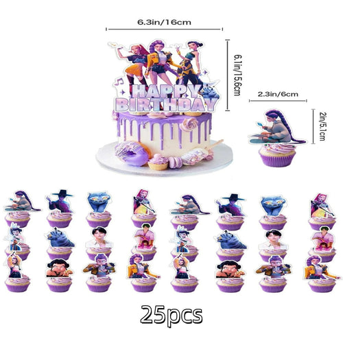 Anime Grils Lumi Mila Zoi Witch Hunter Cake Toppers Happy Birthday
