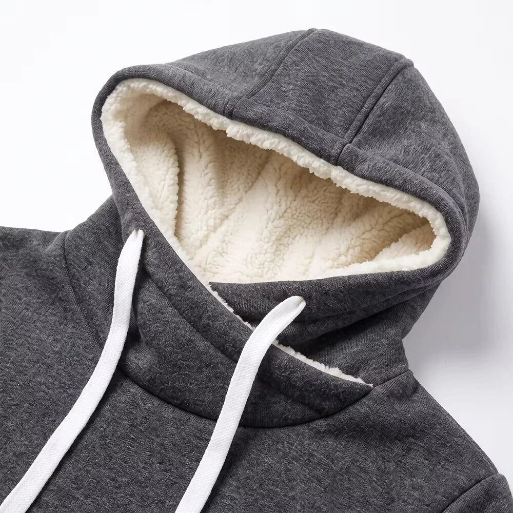 Winter Warm 2 Piece Set Women Fleece Tracksuit Heart Print Pullover
