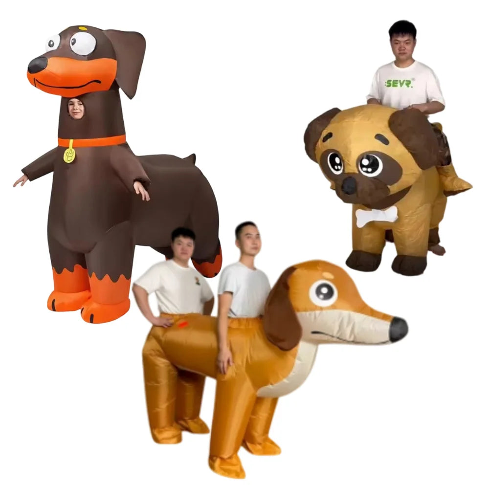 Dog Inflatable Costume Funny Ride On Puppy Blow Up Suit Halloween