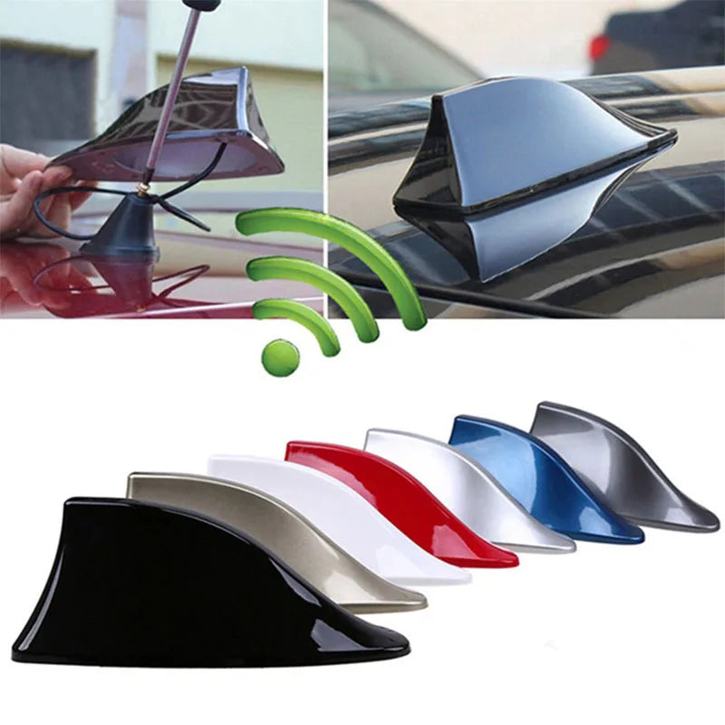 Universal Carbon Fiber Look Car Roof Top Mount Shark Fin Aerial