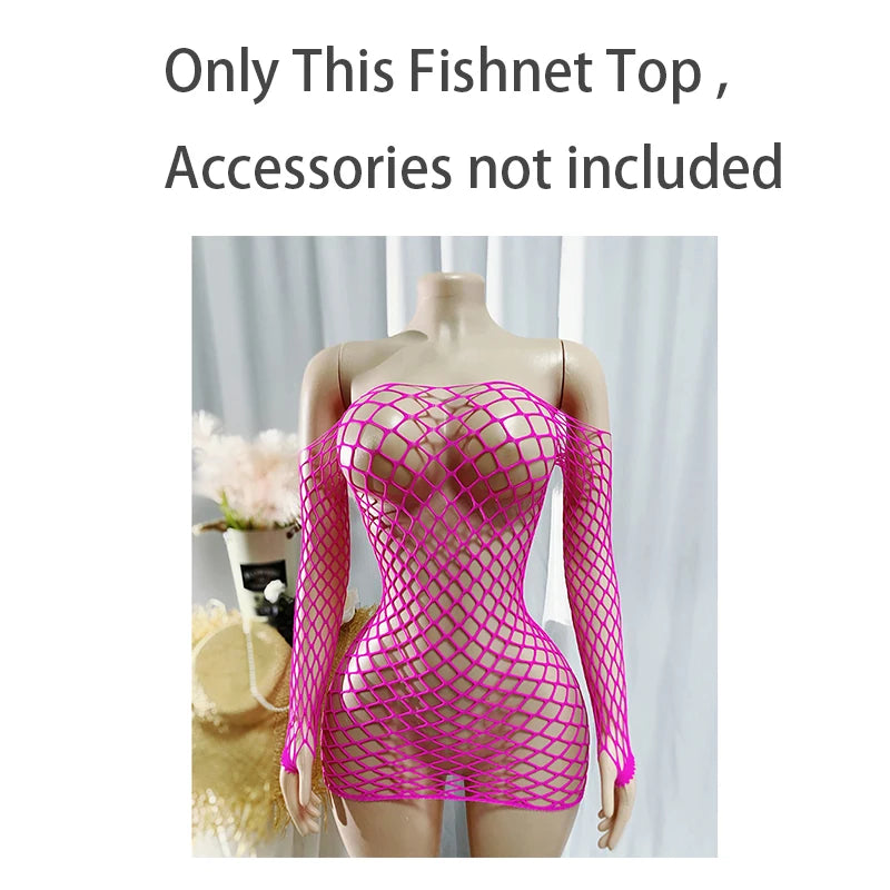 1 PC Long Sleeve Hollow Out See-through Fishnet Top Women Summer
