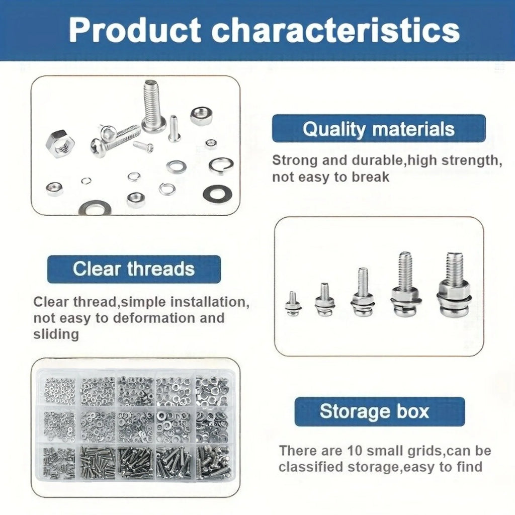 640/320pcs Premium Screw and Nut Assortment Kit Corrosion-Resistant