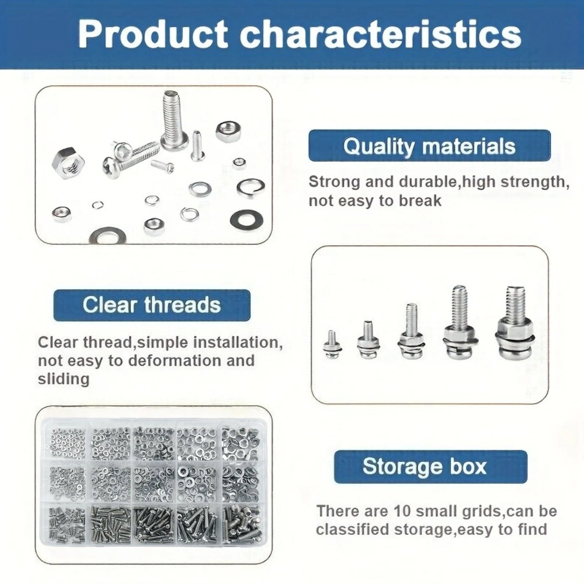 640/320pcs Premium Screw and Nut Assortment Kit Corrosion-Resistant